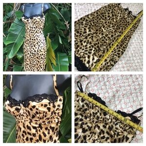 Silk under wired lace animal leopard print slip dress 90s Dolce & Gabbana vibes